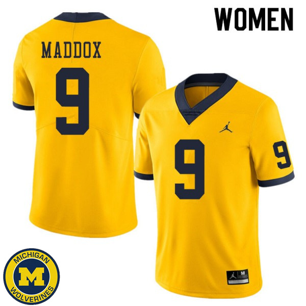 Womens Michigan Wolverines #9 Andy Maddox Yellow High School Jersey